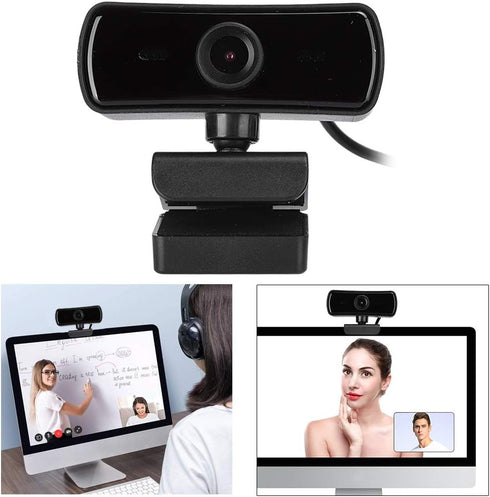 ASHATA 4K 2K 2560 1440 Webcam, Video, x Resolution, Built-in Microphone, Auto Focus, Plug and Play, Black