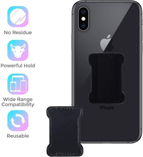 Ultra Slim Cellphone Strap Holder for Back of Phone - Loopy Finger Grip with Adhesive (Black, 2 Packs)