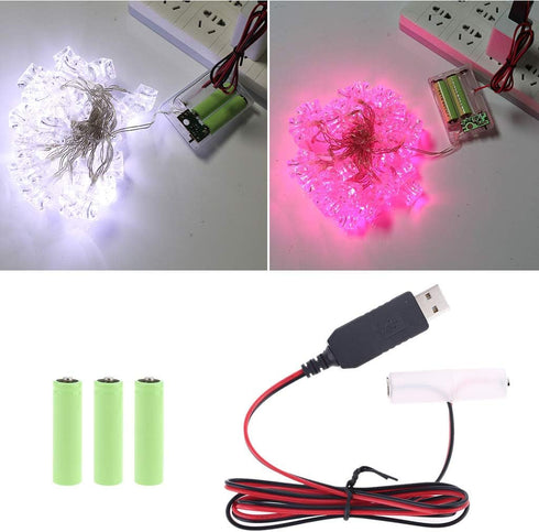 T-HOT AA Battery Eliminator Power Supply Adapter, 1m USB Power Supply Cable, 1.5V - 6V, Replace 1 to 4pcs AA Battery