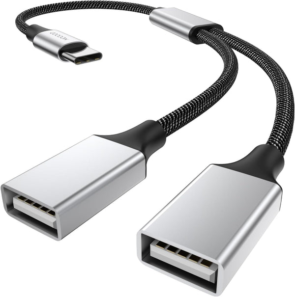 USB C to Dual USB Female Adapter, Type C to Dual USB Splitter for MacBook Pro, Google Pixel, Galaxy S9