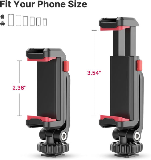 ULANZI ST-06S Phone Tripod Mount, Universal Smartphone Adapter with 2 Cold Shoe, 360° Rotates Adjustable Clip Holder