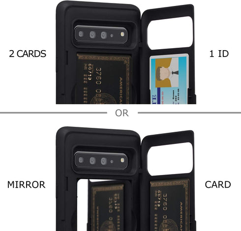 TORU CX PRO Case for Galaxy S10 5G with Card Holder, Slim Protective Cover, Hidden Wallet, Kickstand - Black