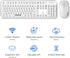 FOPETT Wireless Keyboard and Mouse Combo, 2.4G Full-Sized White Keyboard with Round Keycaps for Laptop/PC