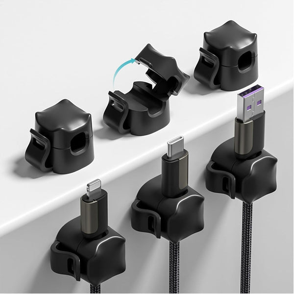JIYHF 6 Pack Cable Clips - Adhesive Cord Organizer for Home Office Desk,