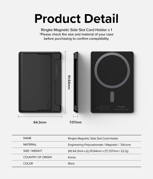 Ringke Magnetic Slide Slot Card Holder, Compatible with MagSafe Wallet, Lightweight Hard Phone Wallet for Photocard