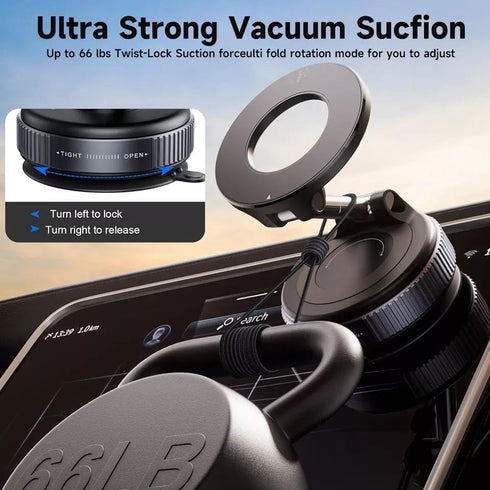 Generic 360 (66LB), Upgraded Vacuum Magnetic Car Phone Holder, Rotating Ultra-Strong Suction Cup Mount MagSafe