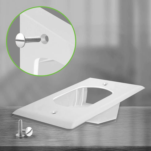 TOPGREENER Recessed Low Voltage Cable Wall Plate, 1-Gang 4.50" x 2.75", White, 2 Pack