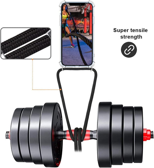 YESPURE for iPhone 13 Pro Max Clear Case with Adjustable Shoulder Neck Lanyard, Soft Slim Bumper Protective Cover