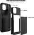 Nvollnoe iPhone 12/12 Pro Case - Heavy Duty, Slim Wallet with Hidden Card Slot, Shockproof, Black for Men & Women.