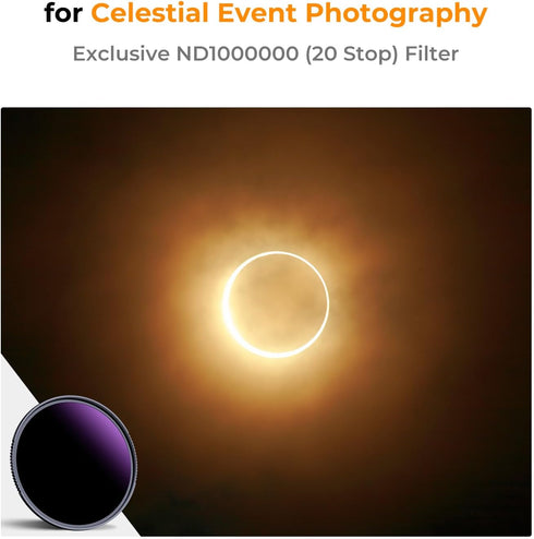 K&F Concept 52mm ND1000000 Ultra Dark ND Camera Lens Filter, 20-Stops Fixed Neutral Density with Waterproof & Scratch