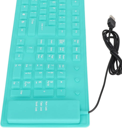 ASHATA Foldable Silicone Keyboard, USB Wired Mute Waterproof Rollup Keyboard for PC Laptop, 108 Keys (Green)