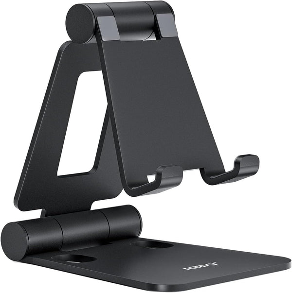 Fully Adjustable Nulaxy Dual Folding Cell Phone Stand, Foldable Desktop Phone Holder Compatible with All Phones