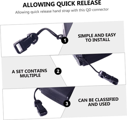 CALLARON 8pcs Quick Release Camera Buckle Clip Adapter for Strap, Easy Release Anchor Links for SLR, Black