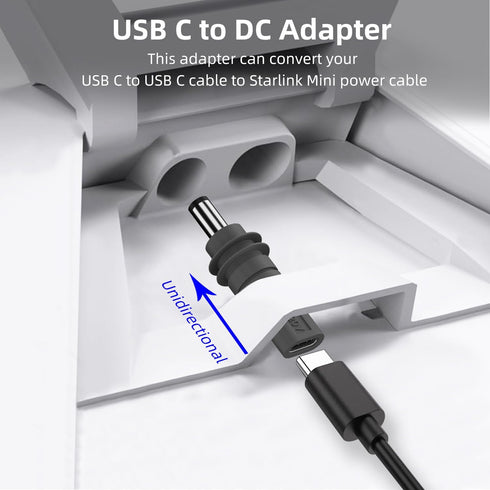 Jadebones 2 Pack 20V/65W+ USB C Female to DC Male Power Cable Adapter for Starlink Mini, Work with Type-C PD Source