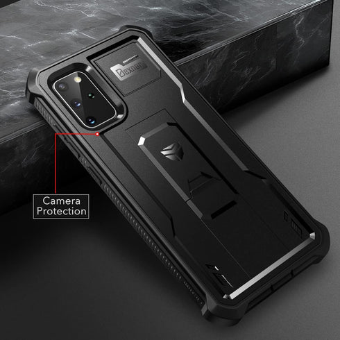 Dexnor Heavy Duty Case for Samsung S20 Plus, Black Shockproof Protective Cover with Built-in Screen Protector and