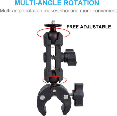 PellKing Motorcycle Camera Mount for Insta360 Go 3, 360 Rotation Metal Clamp Holder for Bike Handlebar