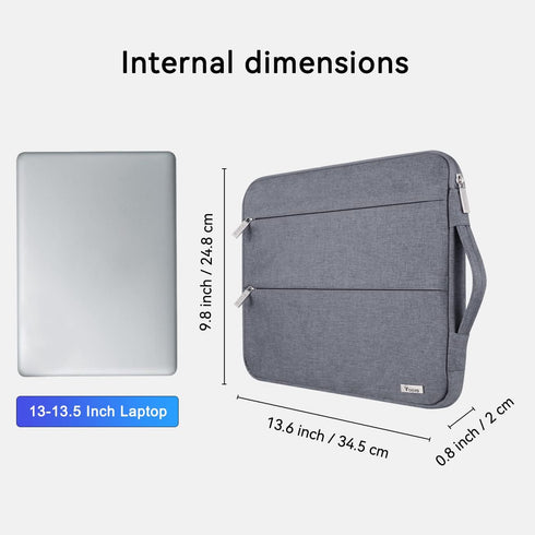 V Voova Laptop Sleeve Carrying Case 13-13.6 Inch for MacBook Air/Pro, Surface Laptop, Slim Cover Bag (Grey)