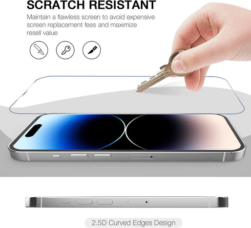 Tempered Glass Screen Protector for iPhone 14 Pro (3 Pack) - Toughened Glass Protective Cover for 6.1-inch Apple iPhones