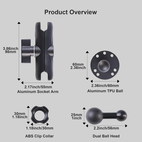 Industrial Tablet Mount for Truck & Vehicle, Heavy Duty Drill Base iPad Holder, Adjustable Aluminum Arm for 4.7"-12.9"