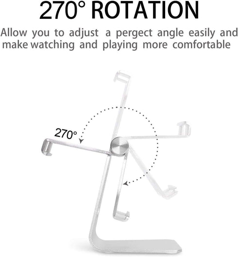 Cell Phone Tablet Stand Adjustable Multi-Angle Aluminum Non-Slip Dock Holder, Foldable Portable Desktop Organizer