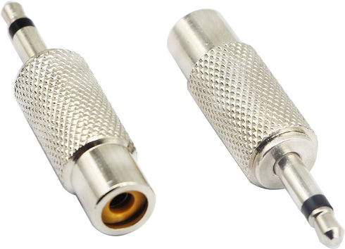 zdyCGTime RCA to 3.5MM Audio TS Adapter, 3.5mm 1/8" Mono Plug Male to RCA Female Jack Connector (Silver, 2 Packs)