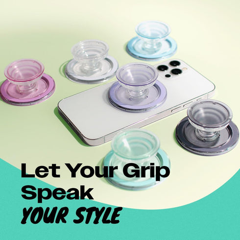 On The Grip OnTheGrip Compatible with Magsafe Magnetic Authentic Translucent Color Design Collapsible Mobile Phone Grip