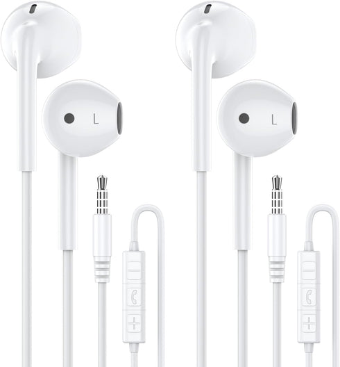 MOSWAG in Ear Headphones, Half in Ear Headphones with Mic, Built in Volume Control for iPad, Android, MP3