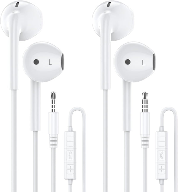 MOSWAG in Ear Headphones, Half in Ear Headphones with Mic, Built in Volume Control for iPad, Android, MP3
