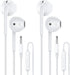 MOSWAG in Ear Headphones, Half in Ear Headphones with Mic, Built in Volume Control for iPad, Android, MP3