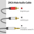 3.5mm to 2RCA Audio Cable 20ft, Auxiliary Adapter, Stereo Splitter Cable for Smartphone, Speakers, Tablet