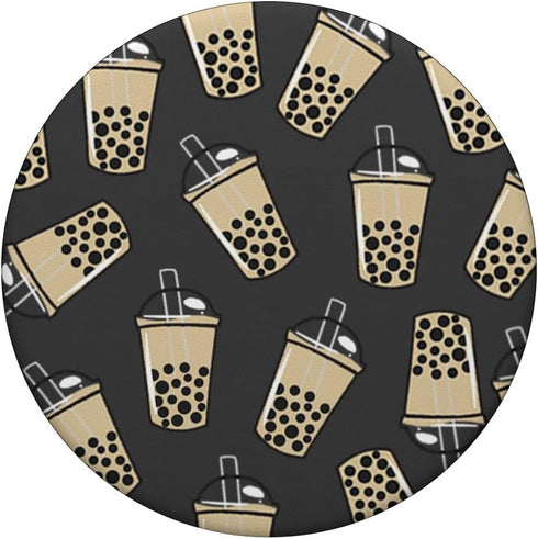 PopSockets Lots of Boba Tea Bubble Milk Tea on Black Standard PopGrip