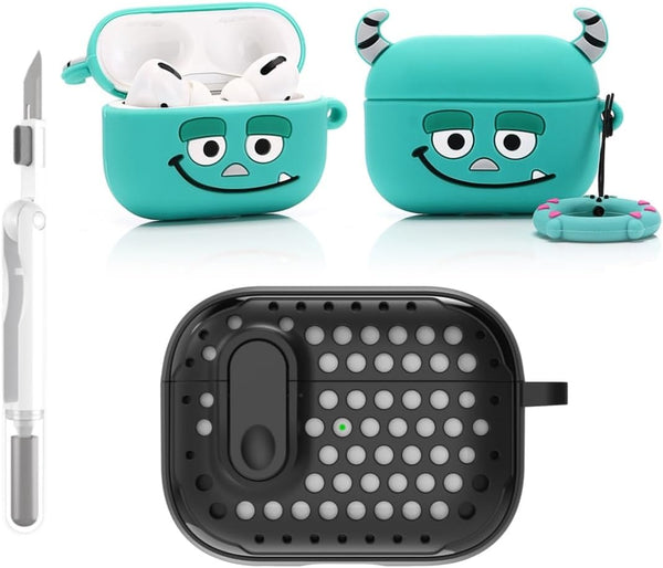 3 in 1 Compatible with Apple Airpods Pro Protective Case Cover with Cleaner Kit & Keychain (Sully)