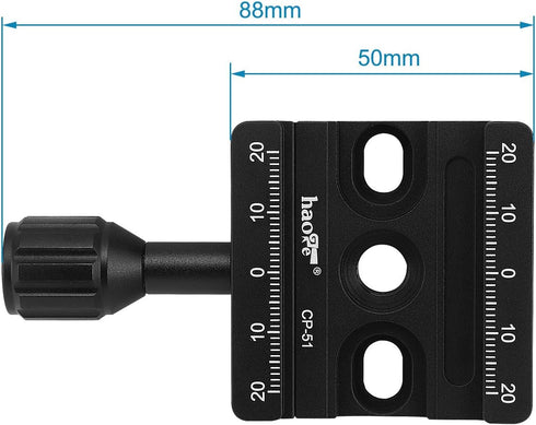 Haoge CP-51 50mm Screw Knob Clamp Adapter for Quick Release QR Plate, Camera Tripod Ballhead Monopod Ball Head Fit Arca