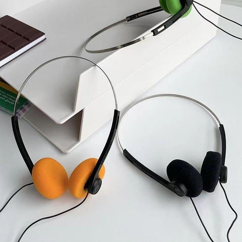 4Pcs Orange Retro Over-Ear Headphones, Vintage Feelings, Hi-Fi Stereo Earphone Headset for Most Mobile Devices