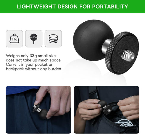 FANAUE GB-02 Aluminum 1" Ball Adapter, Compatible with RAM Mount B Size Double Socket Arm for Sports Camera