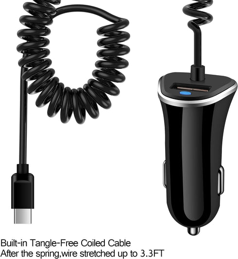 Android Retractable Car Charger Fast Charging for iPhone 15 Plus 15 Pro Max, Type C Phone Charger Cargador Carro Lighter Car Cable for Samsung Galaxy S24 Ultra A15 Z Fold 5 A54 A14 A13 Pixel 8