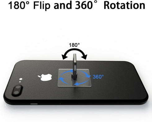 Transparent Phone Ring Holder Grip - 360 Degree Free Rotation, Clear Cell Phone Finger Ring Kick-Stand for iPhone and