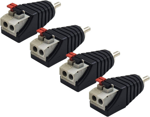 Poyiccot Speaker Wire to RCA Adapter Converter, 4 Pack for CCTV Video Audio Spring Press Type
