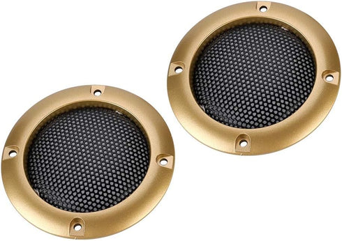 Zopsc 2PCS Protective Cover Shatter Resistant 2 inch Stereo Speaker Mesh Cover with Screws (Gold)