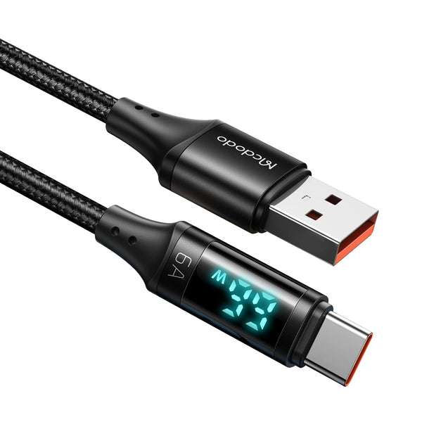 Mcdodo 4ft USB Type-C to USB-A Cable, 6A Fast Charge, Wattage Display, Nylon Braided, USB 3.0, Compatible with iPhone