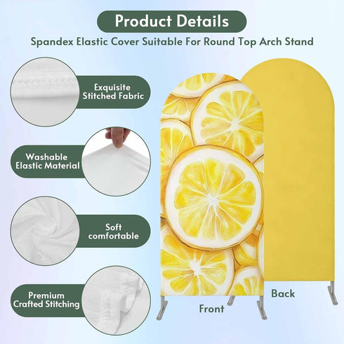 Jnbasdffb Summer 7.2 Lemon Wedding Arch Cover, Stretchy Spandex Arch Backdrop Stand Covers FT, Modern Oil Painting