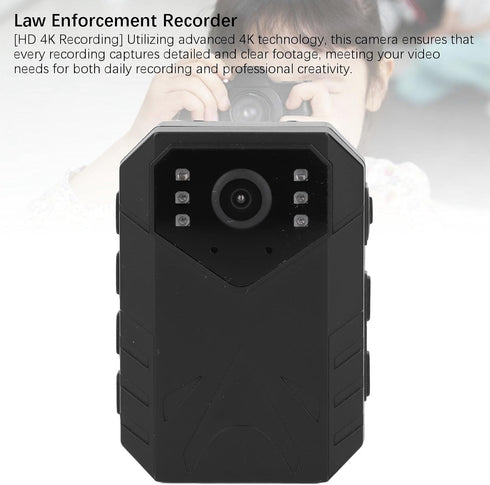 Yunseity 4K 2 Inch Body Camera, Body Worn Camera Law Enforcement Camera with TFT Color Screen, Night VisionVideo