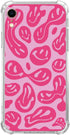 Pink Melting Smile Face Case for iPhone XR, Aesthetic Trippy Smiling Face TPU Bumper Cover for Teens Men Women