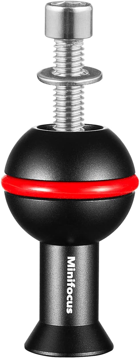 1" Ball Adapter with M6 & 1/4" Threaded Stud, Aluminum Alloy Fixed Ballhead Mount for Action Camera & Camcorder