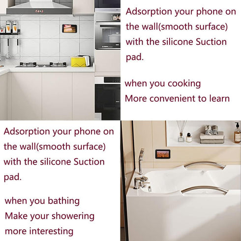 Silicone Suction Phone Holder Mount, Adhesive Phone Accessory for iPhone and Android, Hands-Free Mirror Shower Holder
