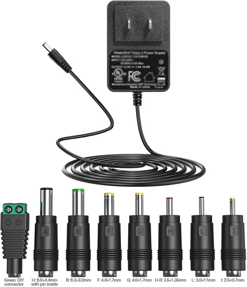GGRD 12V 2A Power Supply AC Adapter Replacement with 8 Tips, Universal Regulated