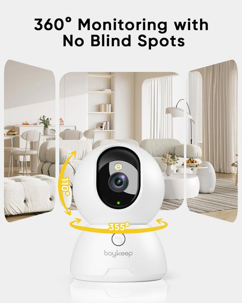 BoyKeep 2K 2-Pack 2-Way Cameras for Home Security, Indoor Camera with Night Vision, Pet Camera Indoor with Phone App