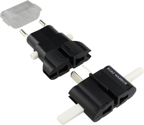 ROAD WARRIOR Universal Travel Plug Adapter Europe/UK/Australia/USA/India/China Compact Black