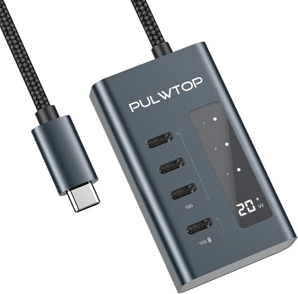 USB C Hub for Laptop, 4 in 1 USB C to USB C Hub, Supports Data & Charging, Multiport Adapter for iMac, MacBook