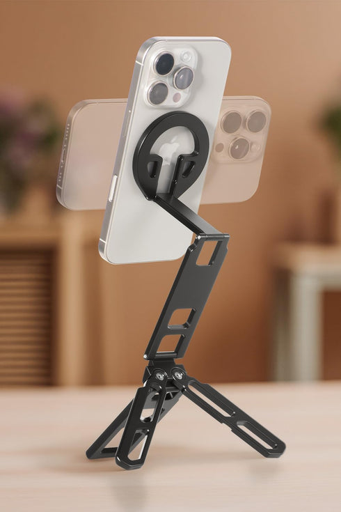 FANAUE 360 Magnetic Tripod Mount - Adjustable Aluminum Stand, Portable Foldable Design, Strong Magnetic Compatible